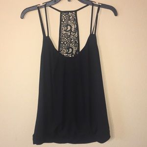 Express Pleated Neck Crochet Back Blouson Cami